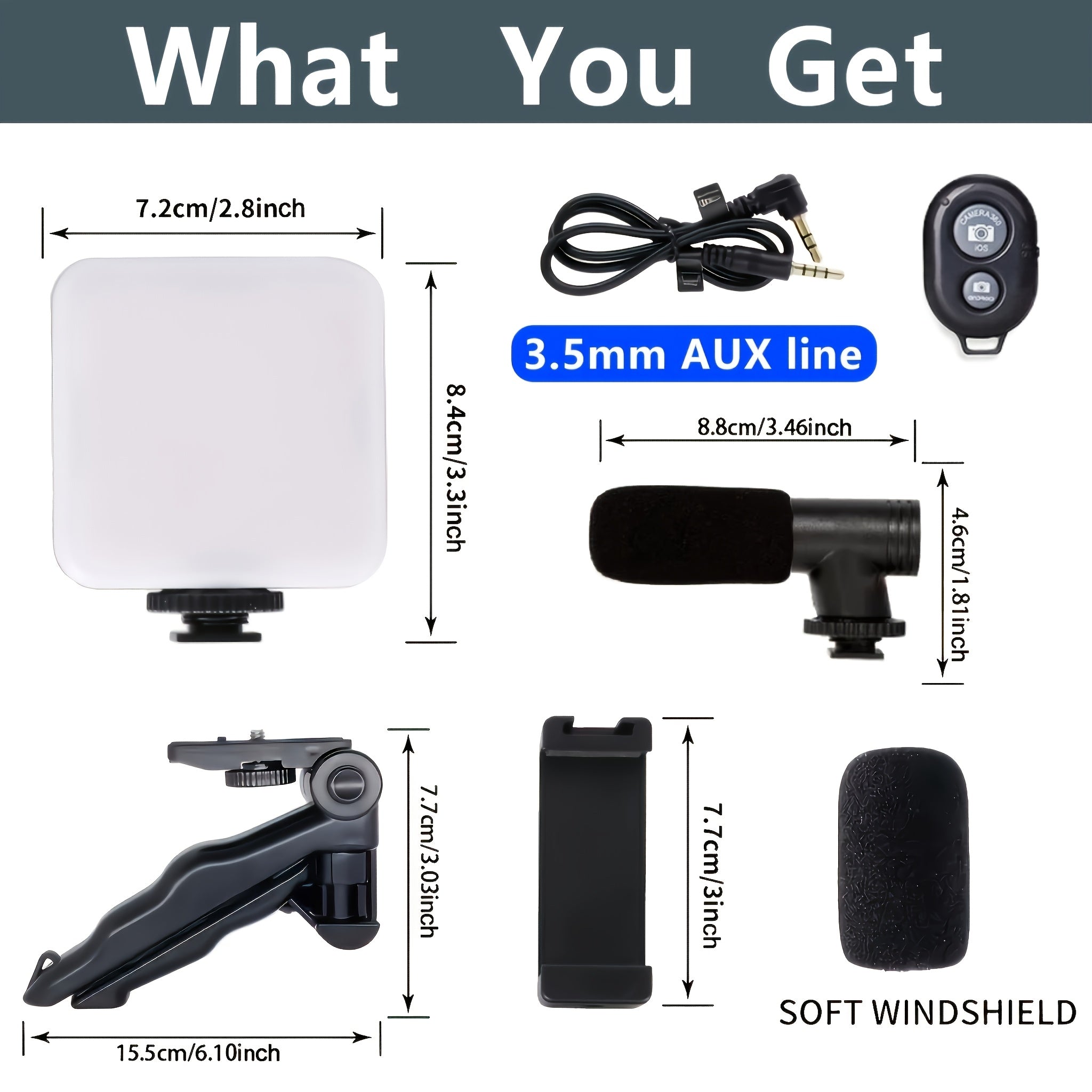 ELVORA Folding Tripod, LED Lights And Microphone