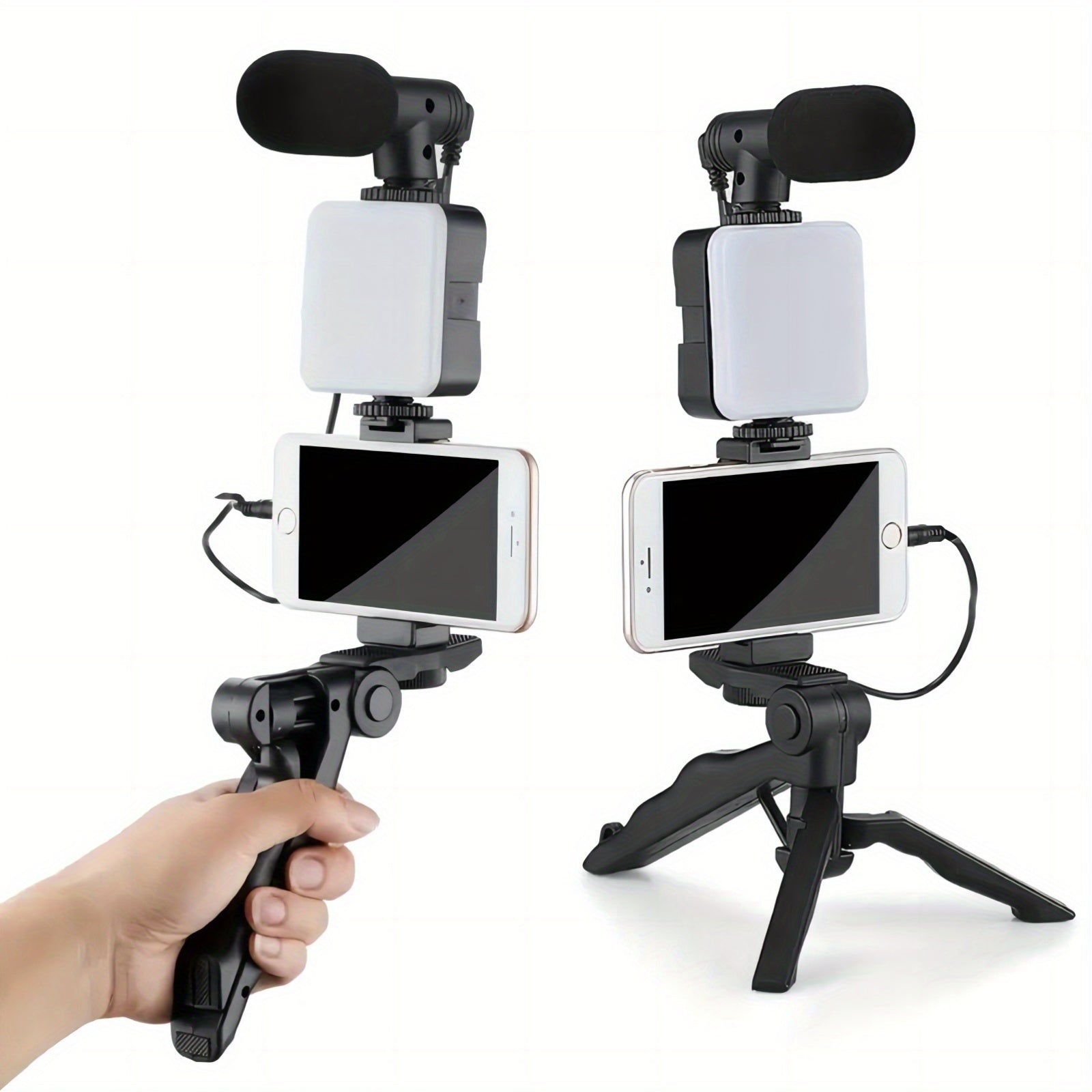 ELVORA Folding Tripod, LED Lights And Microphone