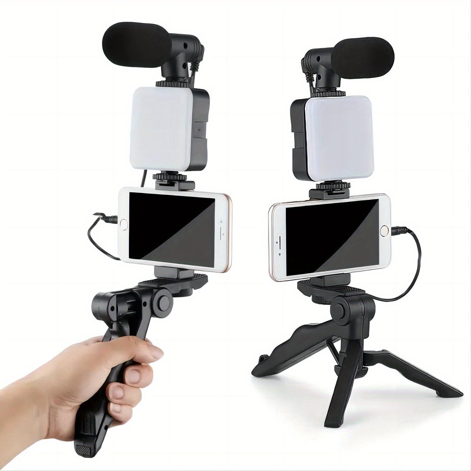 ELVORA Folding Tripod, LED Lights And Microphone